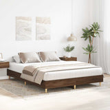 Bed Frame Brown Oak Engineered wood, Solid Eucalyptus wood Double 3328723