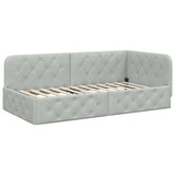 Corner Bed Frame with Headboard Light Grey 90 x 200 cm Velvet 42016533