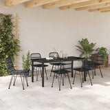 Garden Dining Set 7 pcs Black Powder-Coated Steel 3379202