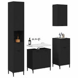 Bathroom Furniture Set with Drawer Black Engineered wood, Metal 3393114