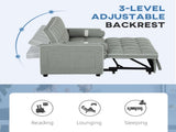 Two-Seater Linen-Look Sofa Bed - Light Grey T3398P377890