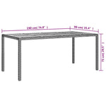 Garden Table 190x90x75 cm Poly Rattan and Acacia Wood Black 316722