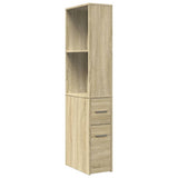 Narrow Bathroom Cupboard with Wheels Sonoma Oak Engineered Wood 855297