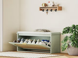 Boho Shoe Bench with Padded Seat and Flip-Drawer - Light Green T3398P377992