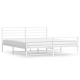 Metal Bed Frame without Mattress with Footboard White 183x213cm 352391