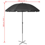 Sun Loungers with Umbrella Aluminium Black 42161