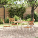 Dining Table 90x90x75 cm Solid Teak Wood and Stainless Steel 42006186