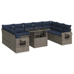 10 Piece Garden Sofa Set with Cushions Grey Poly Rattan Acacia 3326542