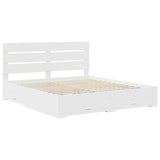 Bed Frame with Drawer White 200 x 200 cm Engineered Wood 3411938