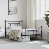 Metal Bed Frame without Mattress with Footboard Black 107x203cm 353551