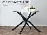 Dining Table with Clear Tempered Glass Top, Round Table with Metal Legs, Modern Kitchen Table for T3398P329932