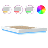 Bed Frame with LED Lights without Mattress White 140x200cm 3281098