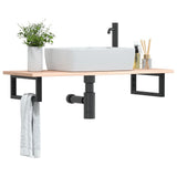 Basin Shelf Wall Mounted Steel and Solid Wood Oak 3302549