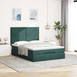 Ottoman Bed with Mattresses Dark Green 140x200cm Velvet 3313406