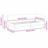 Corner Bed Frame with Headboard Cream 90 cm x 190 cm Velvet 42016223