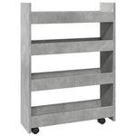 ZNTS Narrow Storage Trolley 4 Tier Concrete Grey Engineered Wood 855262