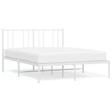 Metal Bed Frame without Mattress with Headboard White 150x200cm 352531