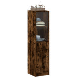 Highboard with Glass Door Smoked Oak 35x37x142 cm 836445