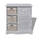 ZNTS Wooden Cabinet 3 Left Weaving Baskets White 240794