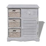ZNTS Wooden Cabinet 3 Left Weaving Baskets White 240794