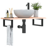 Basin Shelf Wall Mounted Steel and Solid Wood Oak 3302545