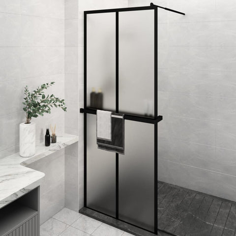 ZNTS Walk-in Shower Wall with Shelf Black 80x195 cm ESG Glass&Aluminium 3185446