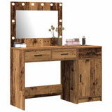 Dressing Table with Mirror Lights 2 pcs Brown Engineered wood 3334234