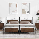 Metal Bed Frame without Mattress Brown Oak 193x201 cm 3325105