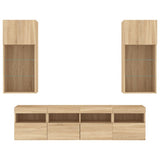 5 Piece TV Wall Units with LED Sonoma Oak Engineered Wood 3216745