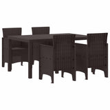 Garden Dining Set 5 pcs Brown Polt rattan 3378697
