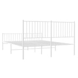 Metal Bed Frame without Mattress with Footboard White 150x200cm 350951