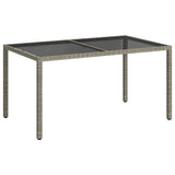 Garden Table 150x90x75 cm Tempered Glass and Poly Rattan Grey 316708