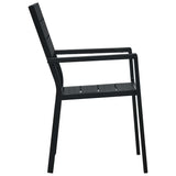 Garden Chair Set of 4 Black HDPE 4 chairs Durable 47886