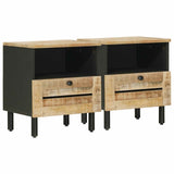 Bedside Table 2 pcs Natural 40 x 33 x 46 cm Solid Mango Wood 4018851
