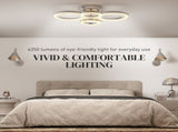 LED Light, Modern 4 Rings Lamp with Wall Switch Control, 40W 4350lm Flush Mount T3398P425161