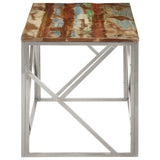 Coffee Table Silver Stainless Steel and Solid Reclaimed Wood 349944