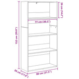 Freestanding Bookshelf Black Oak 80 x 30 x 152 cm 8003718