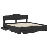 Bed Frame with Headboard Black 200 x 200 cm Engineered Wood 3413153
