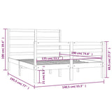 ZNTS Bed Frame without Mattress Grey Solid Wood Pine 135x190 cm Double Double 3104983
