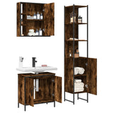 3 Piece Bathroom Cabinet Set Smoked Oak Engineered Wood 3214742