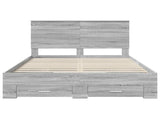 Bed Frame with Drawer Grey Sonoma 135 x 190 cm Engineered Wood 3411319