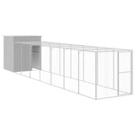 Chicken Cage with Run Light Grey 165x863x181 cm Galvanised Steel 3189116