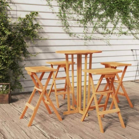 5 Piece Folding Bar Set Solid Wood Teak 3100778