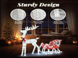 4ft Lighted Christmas Reindeer & Sleigh Outdoor Yard Decoration Set with LED Lights, Red & White 74771005