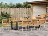 Garden Dining Set 9 pcs Beige Solid Acacia Wood 3365471