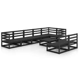9 Piece Garden Lounge Set Black Solid Pinewood 3075623
