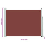 ZNTS Patio Retractable Side Awning 120x500 cm Brown 48393