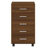 Drawer Cabinet with Castors Brown Oak Engineered Wood 342676