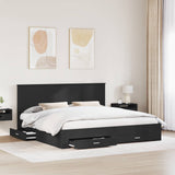 Bed Frame Black and Silver 200 x 200 cm Engineered Wood 3411265