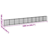 Gabion Basket with Cover 1000x50x100 cm Galvanised Iron 3295151